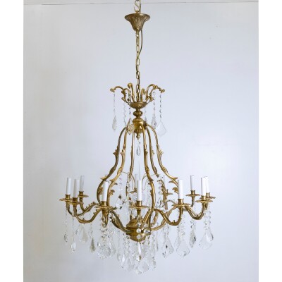 Large French Gilt Birdcage and Crystal Chandelier | 12 Arm