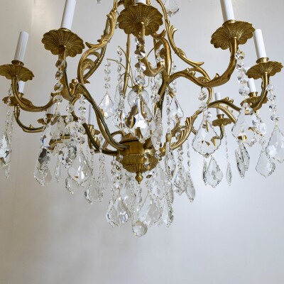 Large French Gilt Birdcage and Crystal Chandelier | 12 Arm