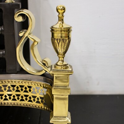 Reclaimed Cast Iron and Brass Fire Basket