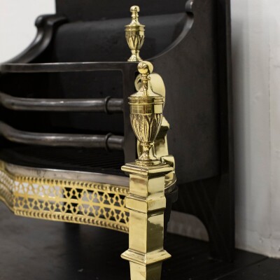 Reclaimed Cast Iron and Brass Fire Basket