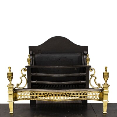 Reclaimed Cast Iron and Brass Fire Basket