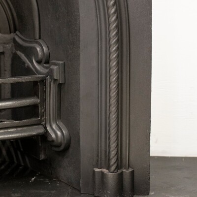 Antique Victorian Cast Iron Rope Detail Arched Fireplace Insert