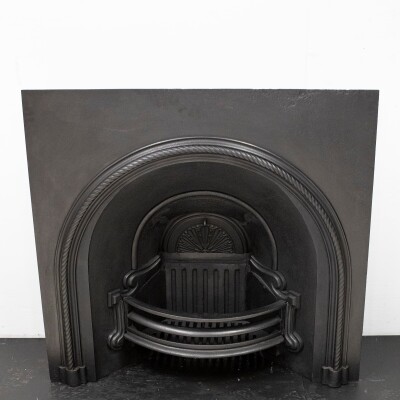 Antique Victorian Cast Iron Rope Detail Arched Fireplace Insert