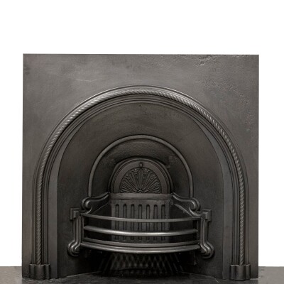 Antique Victorian Cast Iron Rope Detail Arched Fireplace Insert