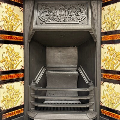 Antique Victorian Tiled Cast Iron Combination Fireplace