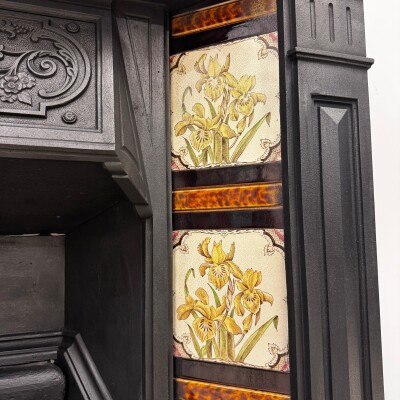 Antique Victorian Tiled Cast Iron Combination Fireplace
