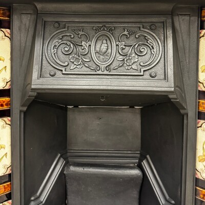 Antique Victorian Tiled Cast Iron Combination Fireplace