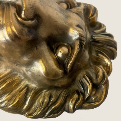 Large Antique Solid Brass Lion Head Door Knocker