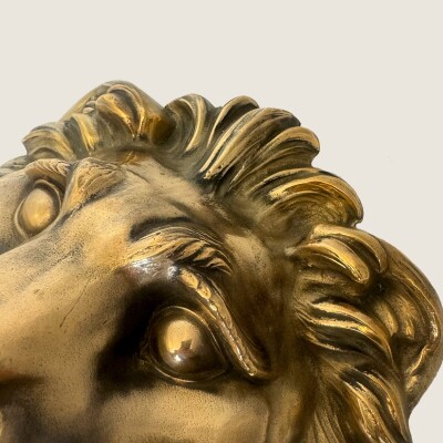Large Antique Solid Brass Lion Head Door Knocker