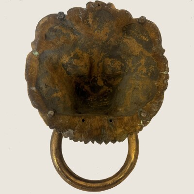 Large Antique Solid Brass Lion Head Door Knocker