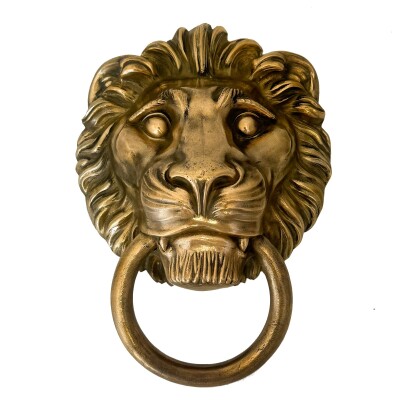 Large Antique Solid Brass Lion Head Door Knocker