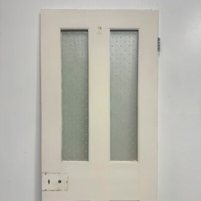 Antique 2 Panel Glazed Victorian Pine Door - 182cm x 68cm
