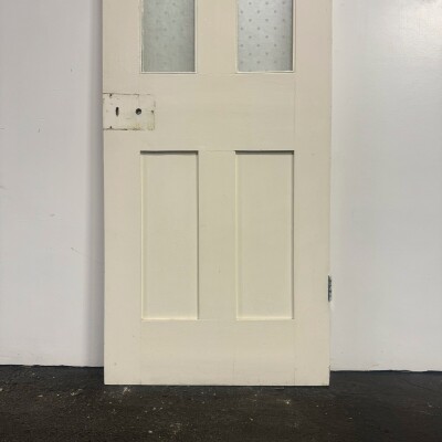 Antique 2 Panel Glazed Victorian Pine Door - 182cm x 68cm