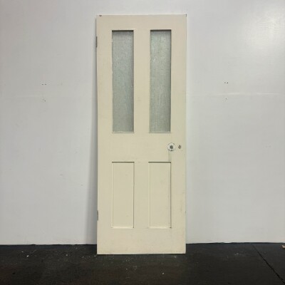 Antique 2 Panel Glazed Victorian Pine Door - 182cm x 68cm
