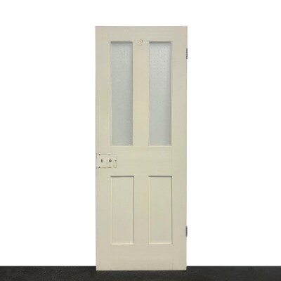 Antique 2 Panel Glazed Victorian Pine Door - 182cm x 68cm