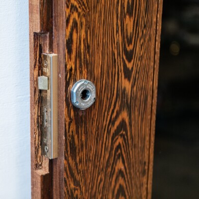 Panga Panga Door With Black Glass Panels