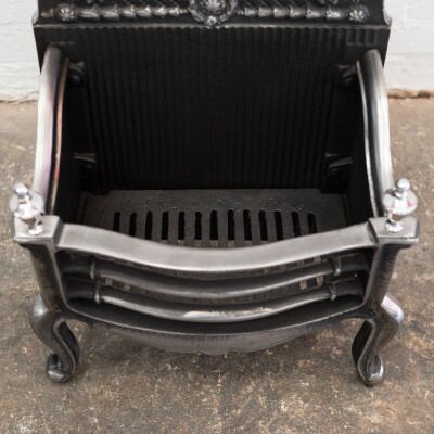 Reclaimed Grand Cast Iron Fire Basket with Finials