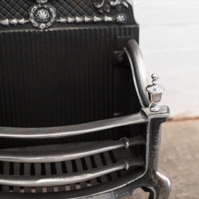 Reclaimed Grand Cast Iron Fire Basket with Finials