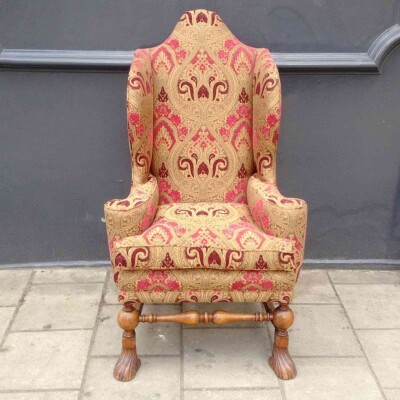 Antique William & Mary Wingback Chair