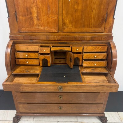 Antique 18th Century European Cylinder Bureau Bookcase