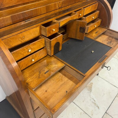 Antique 18th Century European Cylinder Bureau Bookcase