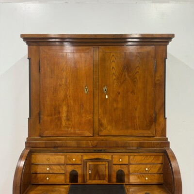 Antique 18th Century European Cylinder Bureau Bookcase
