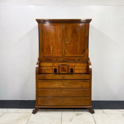 Antique 18th Century European Cylinder Bureau Bookcase