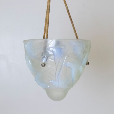 Antique Henri Dieupart Abstract Art Deco Bird Bowl Pendant Light