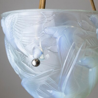Antique Henri Dieupart Abstract Art Deco Bird Bowl Pendant Light