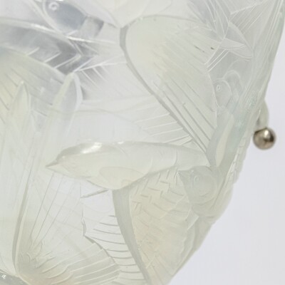 Antique Henri Dieupart Abstract Art Deco Bird Bowl Pendant Light