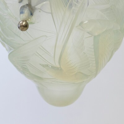 Antique Henri Dieupart Abstract Art Deco Bird Bowl Pendant Light