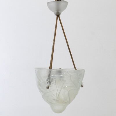 Antique Henri Dieupart Abstract Art Deco Bird Bowl Pendant Light