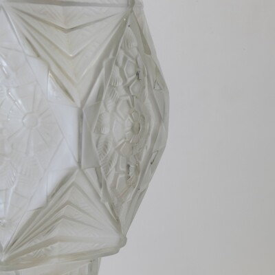 French Art Deco Pendant Light | Frosted Glass with Florals