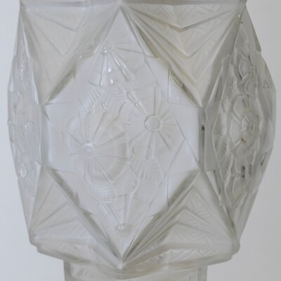 French Art Deco Pendant Light | Frosted Glass with Florals