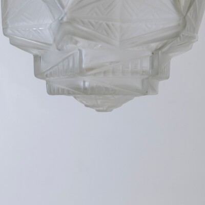 French Art Deco Pendant Light | Frosted Glass with Florals