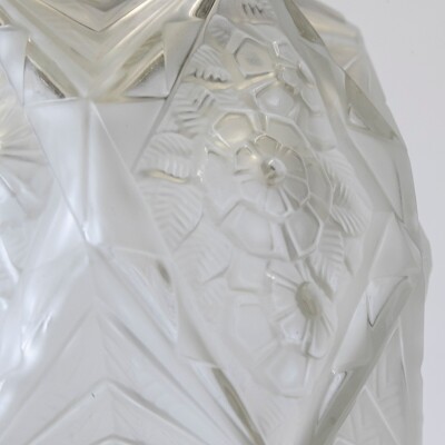French Art Deco Pendant Light | Frosted Glass with Florals