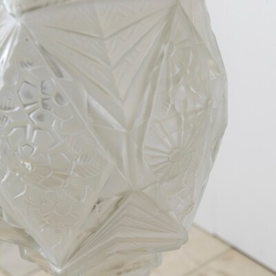 French Art Deco Pendant Light | Frosted Glass with Florals