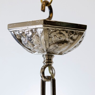 French Art Deco Pendant Light | Frosted Glass with Florals