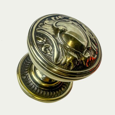 Art Nouveau Brass Door Pull Handles | Set of 8