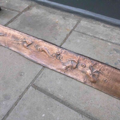 Antique Art Nouveau Copper Fireplace Fender