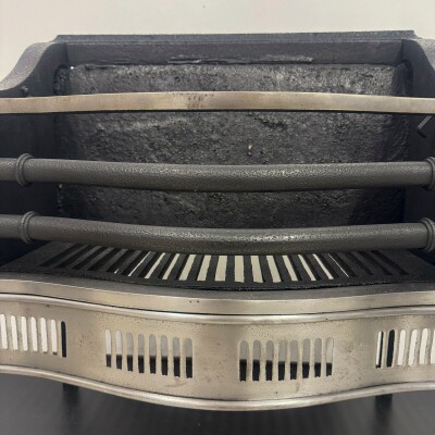 Neoclassical Cast Iron and Polished Steel Firebasket