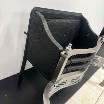 Neoclassical Cast Iron and Polished Steel Firebasket