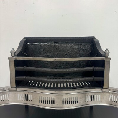 Neoclassical Cast Iron and Polished Steel Firebasket