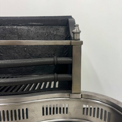 Neoclassical Cast Iron and Polished Steel Firebasket
