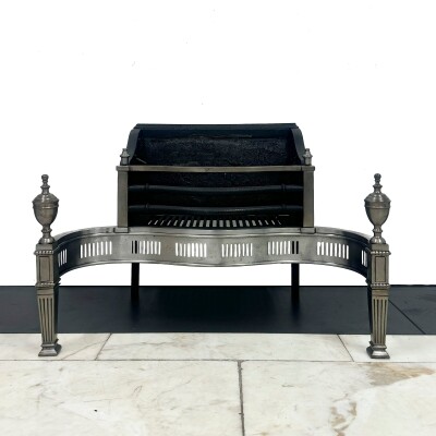 Neoclassical Cast Iron and Polished Steel Firebasket
