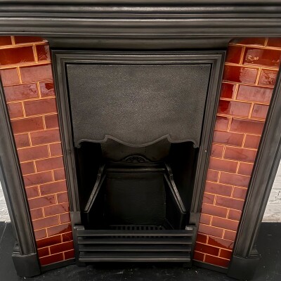 Antique Edwardian Tiled Combination Fireplace