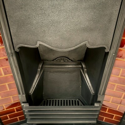 Antique Edwardian Tiled Combination Fireplace