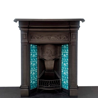 Antique Cast Iron Art Nouveau Combination Fireplace