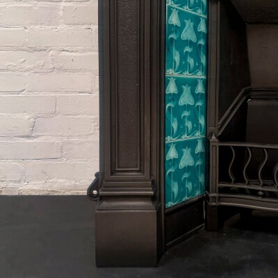 Antique Cast Iron Art Nouveau Combination Fireplace
