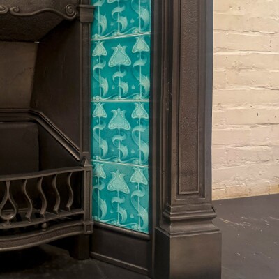 Antique Cast Iron Art Nouveau Combination Fireplace
